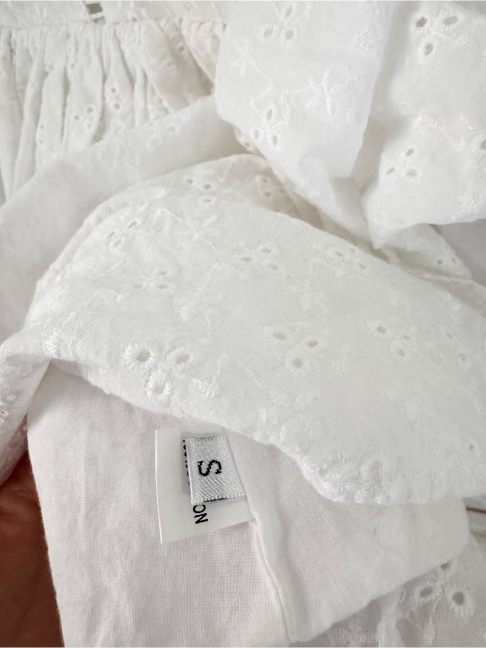 NWOT Oh Polly Sabina Broderie Anglaise Bow-Detail A-Line Mini Dress in White - Picture 7 of 8